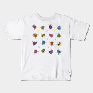 Colourful Lovebug with heart on back repeat pattern Kids T-Shirt